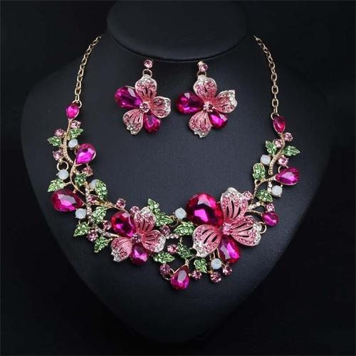 奢華歐美花卉咖喱項鏈耳環(huán) 新娘時尚套裝珠寶新風(fēng)尚